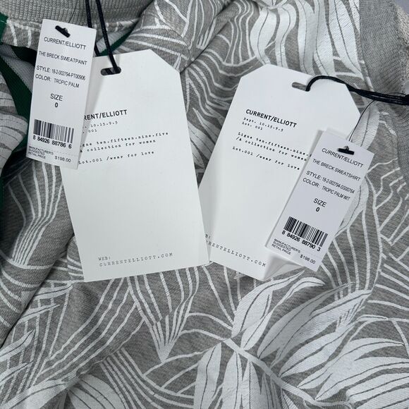 Current Elliott Breck Sweatshirt & Sweatpant Women’s 0 Gray Tropic Palm New - Picture 7 of 15
